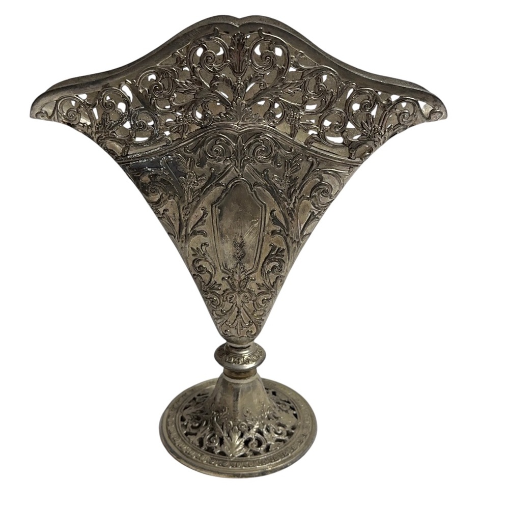 GSA Vintage Silverplate Fan Vase 1991 Cottagecore Gift